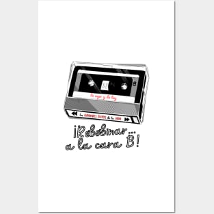 retro cassette. Phrase in Spanish, phrase in Castilian: rewind to side B. Greatest hits of your life. Posters and Art